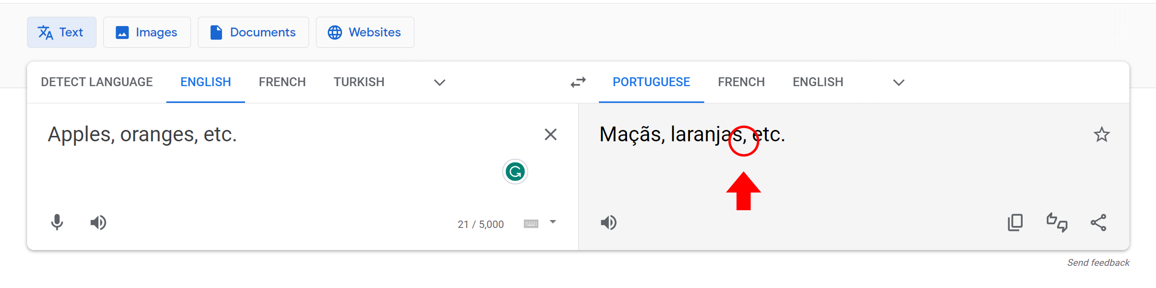 Google Translator comma (HK)